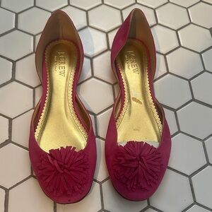 J. Crew Fuchsia Flats with Tassel Detail
